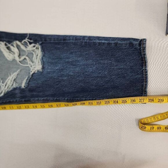 American Eagle Size 10 Women's 90's Boyfriend Distressed Denim Blue Jeans Dark W - Picture 5 of 7